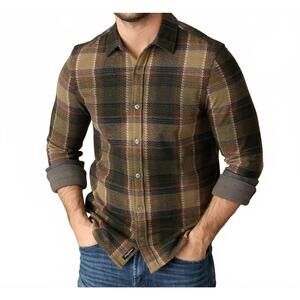 NEW FLAGS & ANTHEM crowley hero knit flannel in green